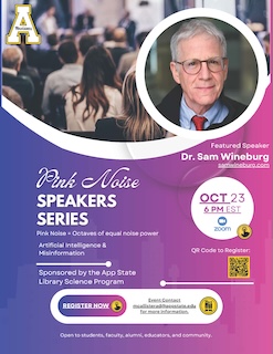 Promo flyer for Dr. Sam Wineburg Pink Noise Speaker